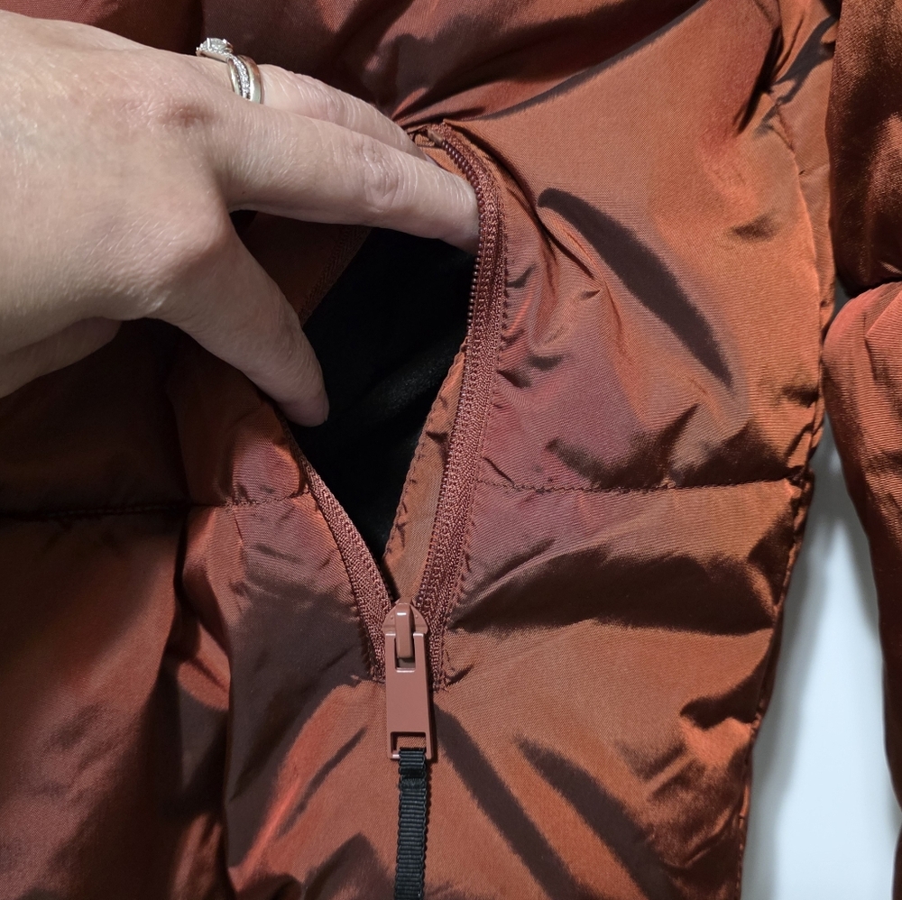 G by Guiliana Womens Puffer Jacket Zip Up Detachable Hoodie Copper Burnt Orange - Picture 10 of 15